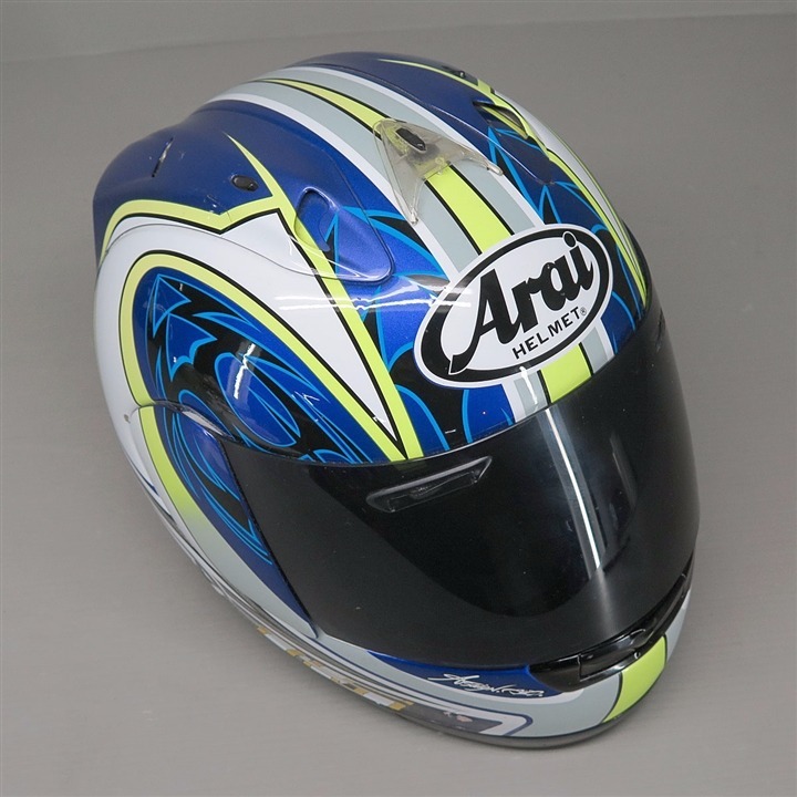 Arai RX-7RR4 フルフェイスヘルメット 57-58cm Mサイズ 白／青／黄 傷あり